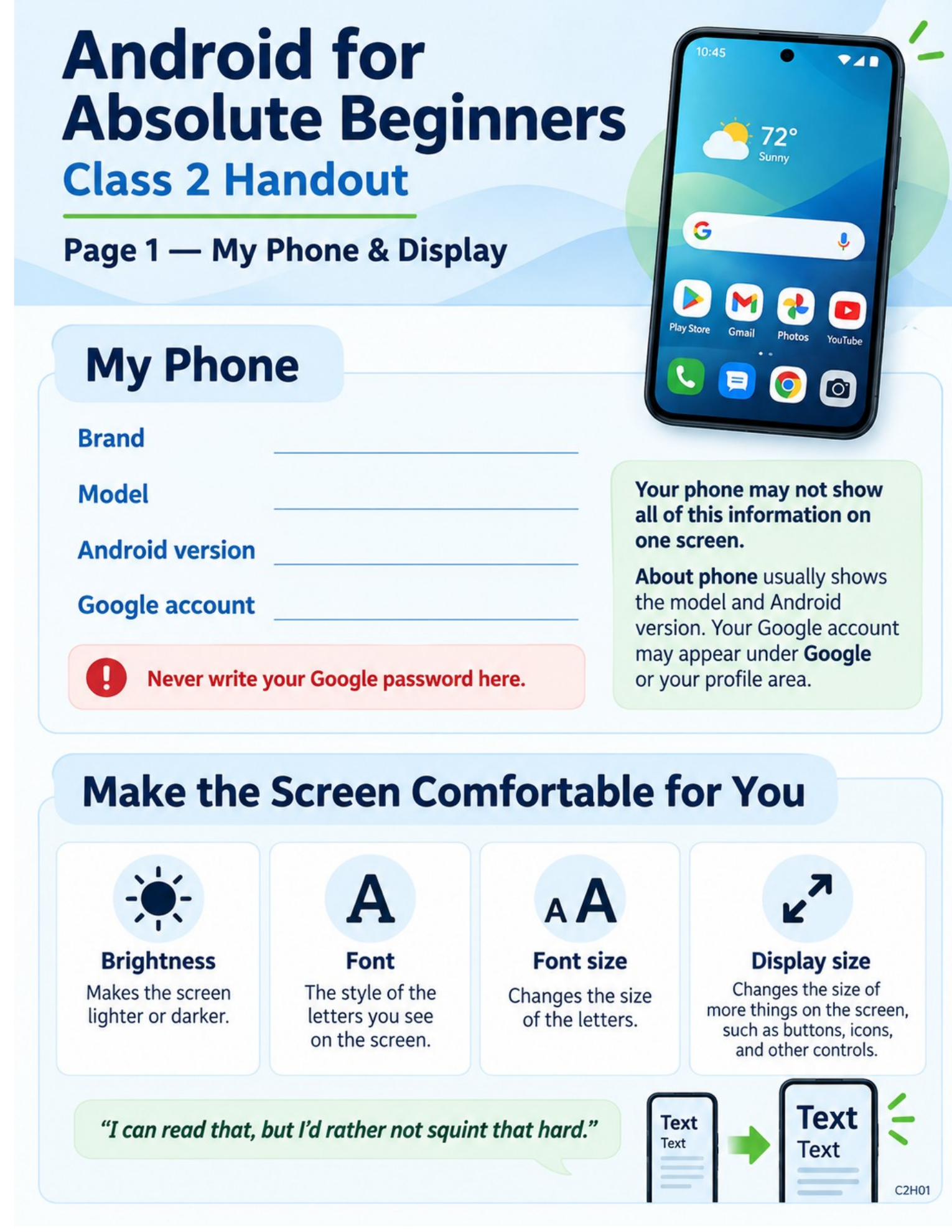Class 2 Handout, page 1 of 4